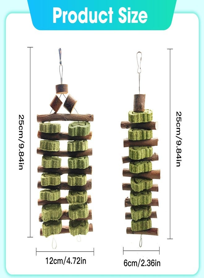 WDEFUN Natural Peach Wood Clover Cake Teeth Grinding Toy String - Rabbit Snack Chewing Toy, Safe and Durable Pet Teeth Grinding Rod, Caring for Dental Health - Image 2
